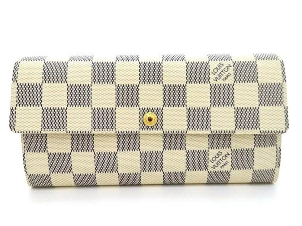 LOUIS VUITTON Wallet Portefeuille Sarah Long Damier Azur White